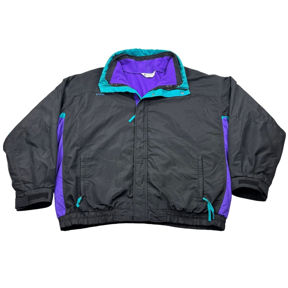 Vintage Columbia Bugaboo Jacket Mens XXL Black Teal Purple 3 in 1 Ski Coat READ
